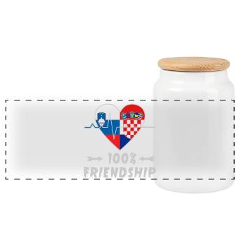 Slowenien und Kroatien 100% Freundschaft - Panorama Keksdose mit Holzdeckel - Weiß - Vorne