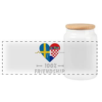 Schweden und Kroatien 100% Freundschaft - Panorama Keksdose mit Holzdeckel - Weiß - Vorne