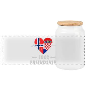 Norwegen und Kroatien 100% Freundschaft - Panorama Keksdose mit Holzdeckel - Weiß - Vorne