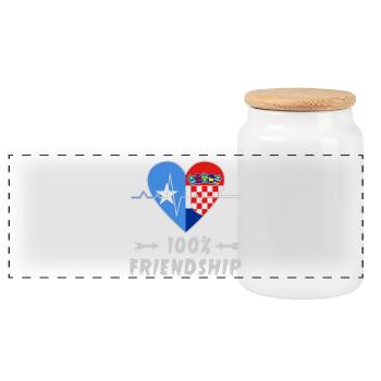 Somalia and Croatia 100% friendship - Panoramic Cookie Jar with Wooden Lid - white - Front