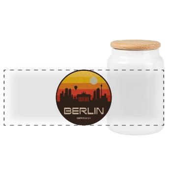 Coucher de soleil rétro de la Skyline de Berlin - Boîte à biscuits avec couvercle en bois - blanc - Devant