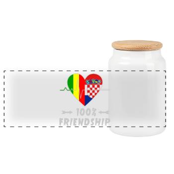 100 % amitié entre le Mali et la Croatie - Boîte à biscuits avec couvercle en bois - blanc - Devant