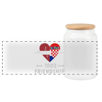 100 % amitié entre la Lettonie et la Croatie - Boîte à biscuits avec couvercle en bois - blanc - Devant