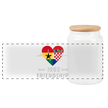 Ghana and Croatia 100% friendship - Panoramic Cookie Jar with Wooden Lid - white - Front