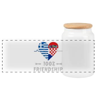 100 % amitié entre la Grèce et la Croatie - Boîte à biscuits avec couvercle en bois - blanc - Devant