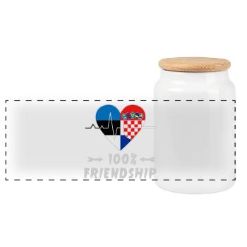 Estland und Kroatien 100% Freundschaft - Panorama Keksdose mit Holzdeckel - Weiß - Vorne