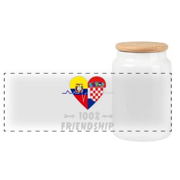 Ecuador und Kroatien 100% Freundschaft - Panorama Keksdose mit Holzdeckel - Weiß - Vorne