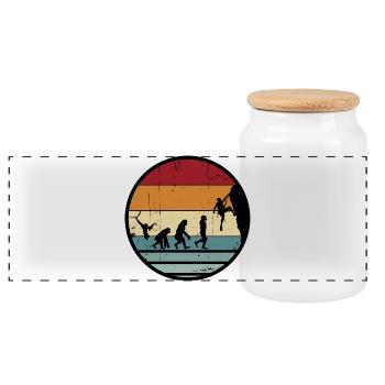 Evolution Climber Retro Circle - Panoramic Cookie Jar with Wooden Lid - white - Front