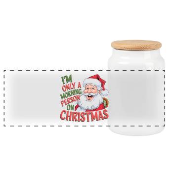 Conception de citation festive du Père Noël pour les vêtements de Noël - Boîte à biscuits avec couvercle en bois - blanc - Devant