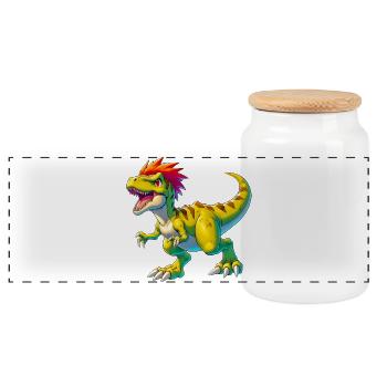 Dinosaurier - Panorama Keksdose mit Holzdeckel - Weiß - Vorne