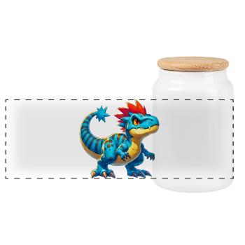 Dinosaurier - Panorama Keksdose mit Holzdeckel - Weiß - Vorne