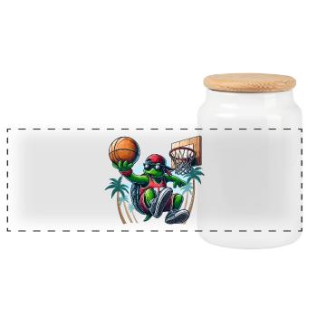 Basketball Turtle Dunking Cool Gift - Panoramic Cookie Jar with Wooden Lid - white - Front