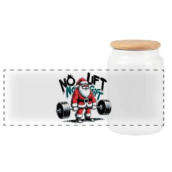 Soulevé de terre Père Noël Cadeau drôle - Boîte à biscuits avec couvercle en bois - blanc - Devant
