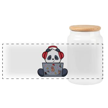 Gaming Panda - Édition Noël - Boîte à biscuits avec couvercle en bois - blanc - Devant