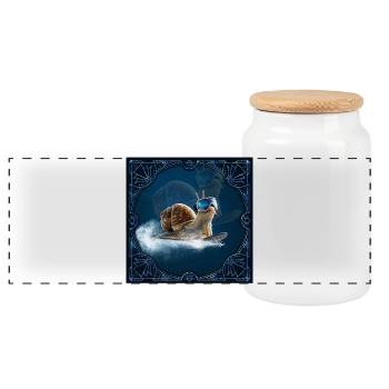 Cooler than the rest, the snowboard snail. - Panoramic Cookie Jar with Wooden Lid - white - Front