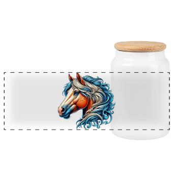 Cheval - Boîte à biscuits avec couvercle en bois - blanc - Devant