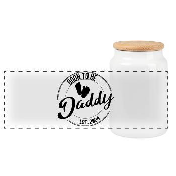 Soon to Be Daddy – Gift for Fathers-to-be - Panoramic Cookie Jar with Wooden Lid - white - Front