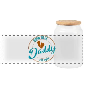Soon to Be Daddy Geschenk für werdende Väter bunt - Panorama Keksdose mit Holzdeckel - Weiß - Vorne