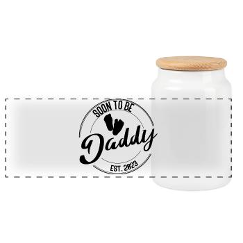 Soon to Be Daddy – Gift for Fathers-to-be - Panoramic Cookie Jar with Wooden Lid - white - Front