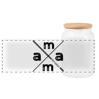 Mama Established 2021 – Vintage Minimalist Design - Panorama Keksdose mit Holzdeckel - Weiß - Vorne