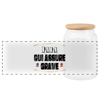 Papa Qui Assure Grave - Boîte à biscuits avec couvercle en bois - blanc - Devant