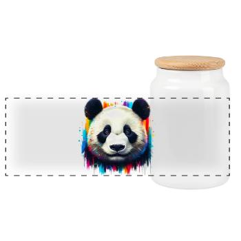 Panda - Boîte à biscuits avec couvercle en bois - blanc - Devant