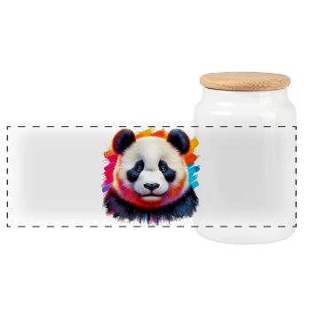 Panda - Panorama Keksdose mit Holzdeckel - Weiß - Vorne