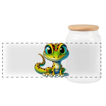 Gecko - Boîte à biscuits avec couvercle en bois - blanc - Devant