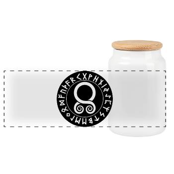 Sceau des Trollkors : Runes de Protection - Boîte à biscuits avec couvercle en bois - blanc - Devant