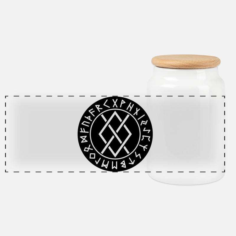 Runes cercle noir de Gungnir - Boîte à biscuits avec couvercle en bois - blanc