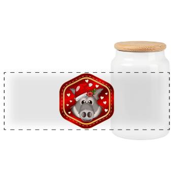 CHRISTMAS GIFTS WILD BOARS - Panoramic Cookie Jar with Wooden Lid - white - Front