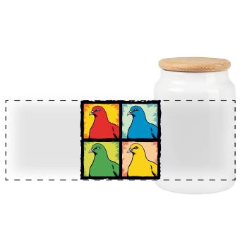 Colombes - Boîte à biscuits avec couvercle en bois - blanc - Devant