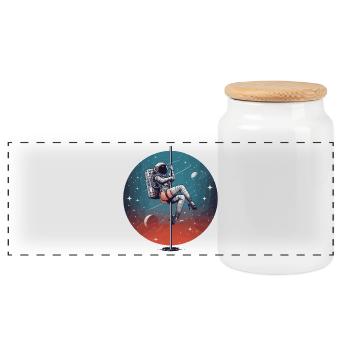 Pole Dance Astronautin Poledance Geschenk - Panorama Keksdose mit Holzdeckel - Weiß - Vorne