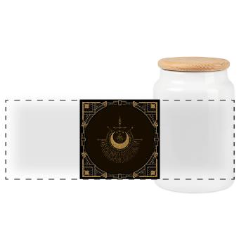 Harmony of the elements: moon, gold and geometry. - Panoramic Cookie Jar with Wooden Lid - white - Front