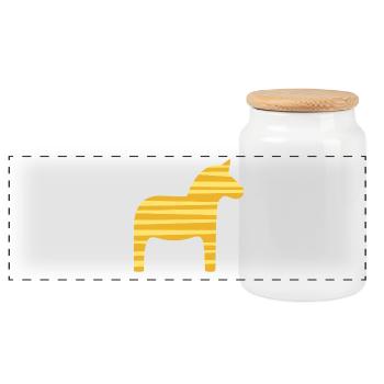 Dala Horse Stripes Suède Noël scandinave - Boîte à biscuits avec couvercle en bois - blanc - Devant