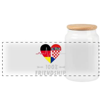 Deutschland und Kroatien 100% Freundschaft - Panorama Keksdose mit Holzdeckel - Weiß - Vorne