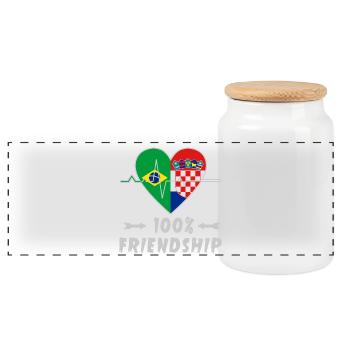 Brasilien und Kroatien 100% Freundschaft - Panorama Keksdose mit Holzdeckel - Weiß - Vorne