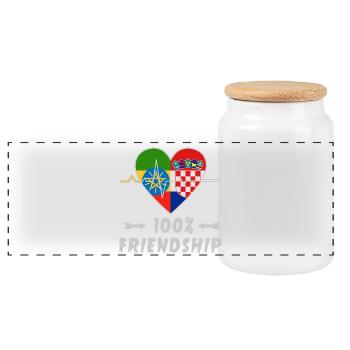 Äthiopien und Kroatien 100% Freundschaft - Panorama Keksdose mit Holzdeckel - Weiß - Vorne