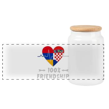Armenia and Croatia 100% friendship - Panoramic Cookie Jar with Wooden Lid - white - Front