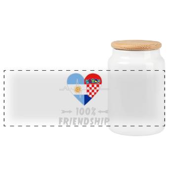 Argentina and Croatia 100% friendship - Panoramic Cookie Jar with Wooden Lid - white - Front