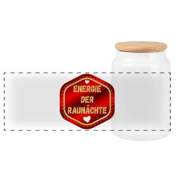 ENERGIE DER RAUNÄCHTE - Panorama Keksdose mit Holzdeckel - Weiß - Vorne