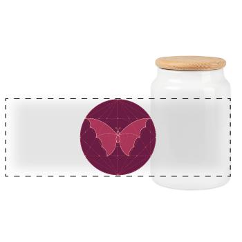 Cercle géométrique papillon - Boîte à biscuits avec couvercle en bois - blanc - Devant