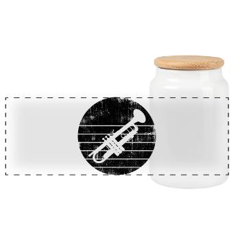 Trompette - Boîte à biscuits avec couvercle en bois - blanc - Devant