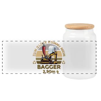 My excavator - Panoramic Cookie Jar with Wooden Lid - white - Front