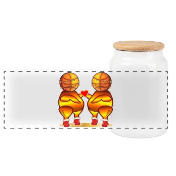 Weihnachten Basketball Brathähnchen Grillen - Panorama Keksdose mit Holzdeckel - Weiß - Vorne