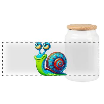 Schnecke - Panorama Keksdose mit Holzdeckel - Weiß - Vorne