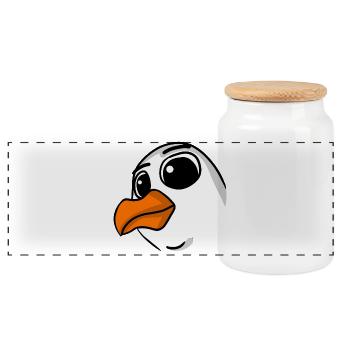 Seagull Head - Panoramic Cookie Jar with Wooden Lid - white - Front