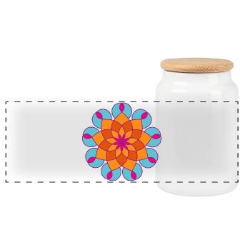 Mandala Yoga coloré yogi méditation soleil om - Boîte à biscuits avec couvercle en bois - blanc - Devant