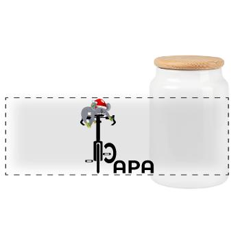WEIHNACHTEN PAPA RADFAHRER FAHRRAD - Panorama Keksdose mit Holzdeckel - Weiß - Vorne