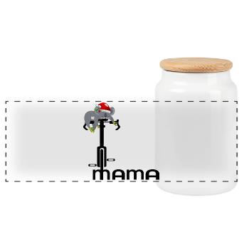 WEIHNACHTEN MAMA FAHRRADFAHRERIN - Panorama Keksdose mit Holzdeckel - Weiß - Vorne